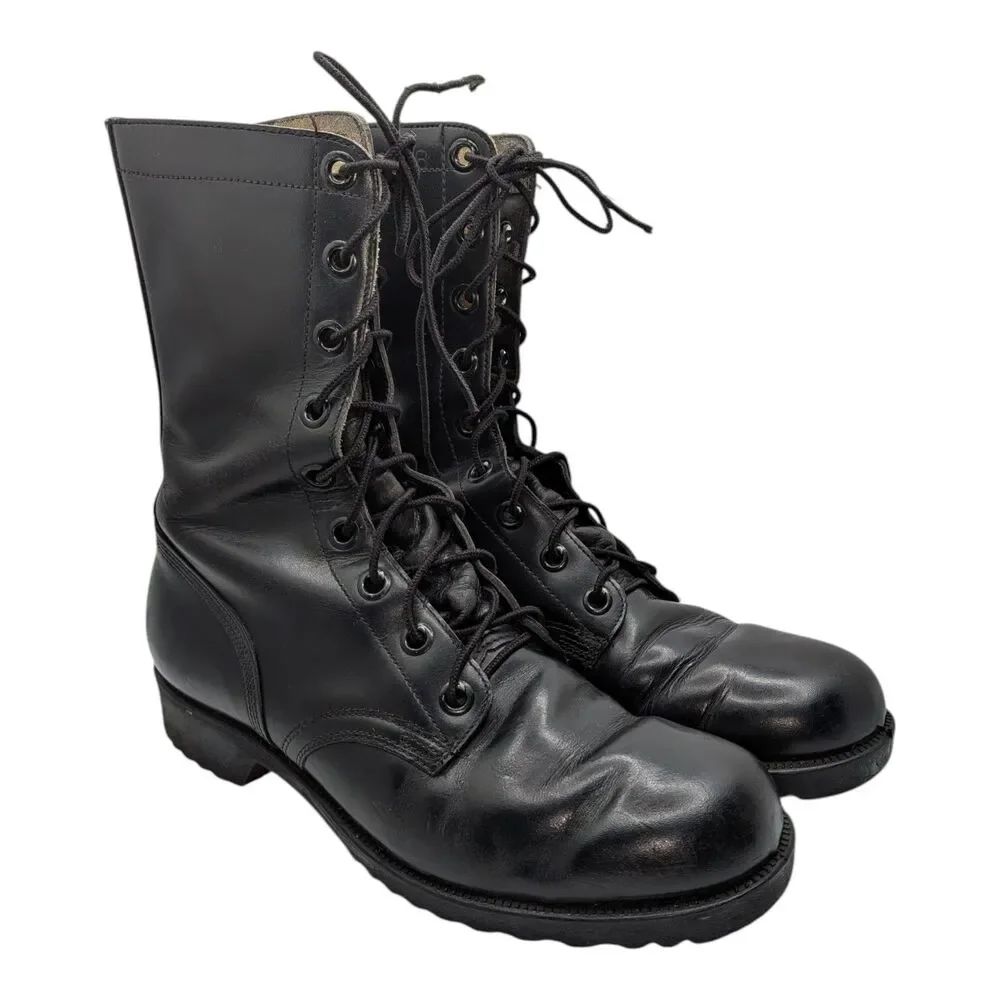 Genesco Mens 9N Black Leather Combat Vintage 1968 Military Work Boots Goth Punk